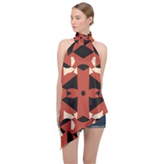 Abstract Pattern Geometric Backgrounds   Halter Asymmetric Satin Top by Eskimos