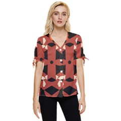 Abstract pattern geometric backgrounds   Bow Sleeve Button Up Top
