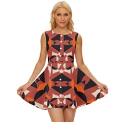 Abstract Pattern Geometric Backgrounds   Sleeveless Button Up Dress