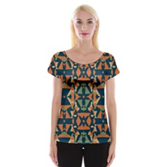 Abstract Pattern Geometric Backgrounds   Cap Sleeve Top by Eskimos