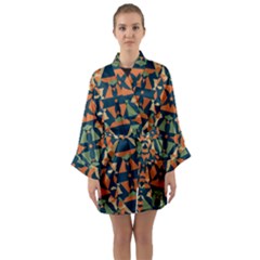 Abstract Pattern Geometric Backgrounds   Long Sleeve Satin Kimono by Eskimos