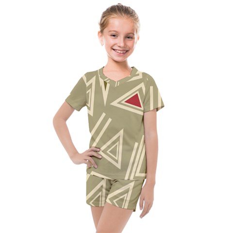 Abstract Pattern Geometric Backgrounds   Kids  Mesh Tee And Shorts Set by Eskimos