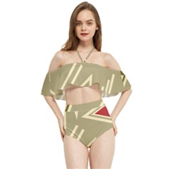 Abstract Pattern Geometric Backgrounds   Halter Flowy Bikini Set  by Eskimos