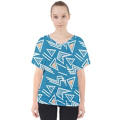 Abstract Pattern Geometric Backgrounds   V-neck Dolman Drape Top by Eskimos