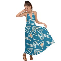 Abstract Pattern Geometric Backgrounds   Backless Maxi Beach Dress by Eskimos