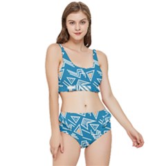 Abstract Pattern Geometric Backgrounds   Frilly Bikini Set by Eskimos