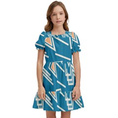 Abstract Pattern Geometric Backgrounds   Kids  Puff Sleeved Dress by Eskimos