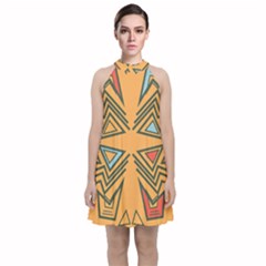 Abstract Pattern Geometric Backgrounds   Velvet Halter Neckline Dress  by Eskimos