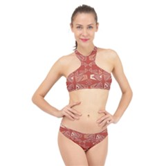 Abstract Pattern Geometric Backgrounds   High Neck Bikini Set by Eskimos