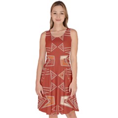 Abstract Pattern Geometric Backgrounds   Knee Length Skater Dress With Pockets by Eskimos