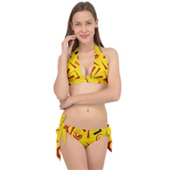 Abstract Pattern Geometric Backgrounds   Tie It Up Bikini Set by Eskimos