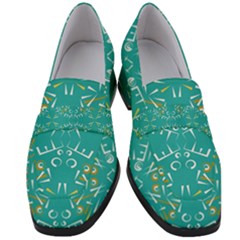 Abstract Pattern Geometric Backgrounds   Women s Chunky Heel Loafers by Eskimos