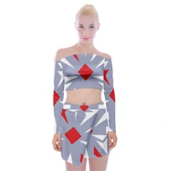 Abstract Pattern Geometric Backgrounds   Off Shoulder Top With Mini Skirt Set by Eskimos