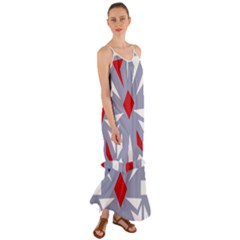 Abstract Pattern Geometric Backgrounds   Cami Maxi Ruffle Chiffon Dress