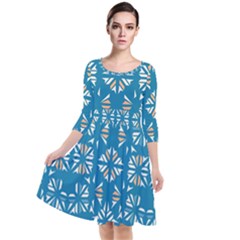 Abstract Pattern Geometric Backgrounds   Quarter Sleeve Waist Band Dress by Eskimos