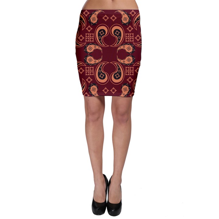 Floral pattern paisley style Paisley print  Doodle background Bodycon Skirt