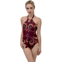 Floral Pattern Paisley Style Paisley Print  Doodle Background Go With The Flow One Piece Swimsuit by Eskimos