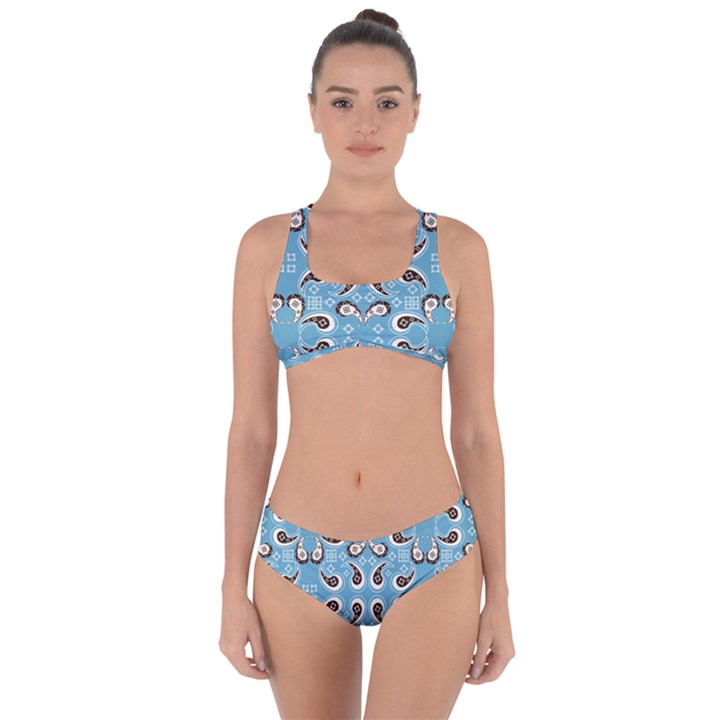 Floral pattern paisley style Paisley print  Doodle background Criss Cross Bikini Set