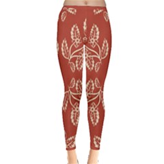 Floral Folk Damask Pattern Fantasy Flowers Floral Geometric Fantasy Inside Out Leggings by Eskimos