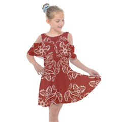 Floral Folk Damask Pattern Fantasy Flowers Floral Geometric Fantasy Kids  Shoulder Cutout Chiffon Dress by Eskimos