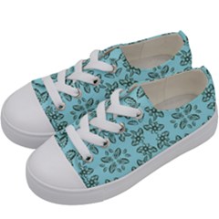 Floral Folk Damask Pattern Fantasy Flowers Floral Geometric Fantasy Kids  Low Top Canvas Sneakers by Eskimos