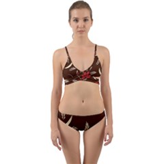 Sfolk Flowers Print Floral Pattern Ethnic Art Wrap Around Bikini Set by Eskimos