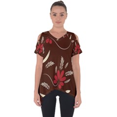 Sfolk Flowers Print Floral Pattern Ethnic Art Cut Out Side Drop Tee by Eskimos