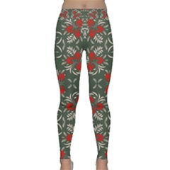 Floral Folk Damask Pattern Fantasy Flowers Floral Geometric Fantasy Classic Yoga Leggings by Eskimos