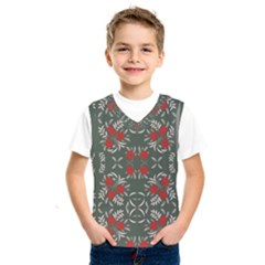 Floral Folk Damask Pattern Fantasy Flowers Floral Geometric Fantasy Kids  Basketball Tank Top by Eskimos