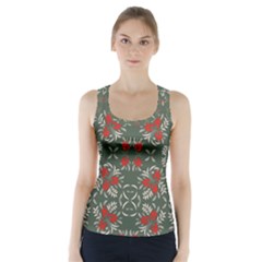 Floral Folk Damask Pattern Fantasy Flowers Floral Geometric Fantasy Racer Back Sports Top by Eskimos