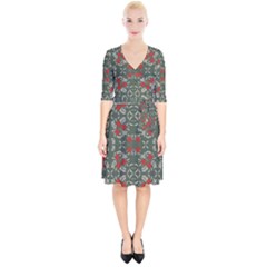 Floral folk damask pattern Fantasy flowers Floral geometric fantasy Wrap Up Cocktail Dress