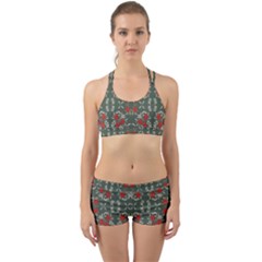 Floral Folk Damask Pattern Fantasy Flowers Floral Geometric Fantasy Back Web Gym Set by Eskimos