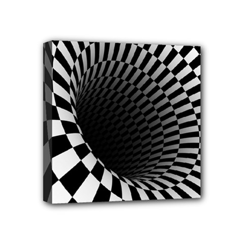 3d Optical Illusion, Dark Hole, Funny Effect Mini Canvas 4  X 4  (stretched)