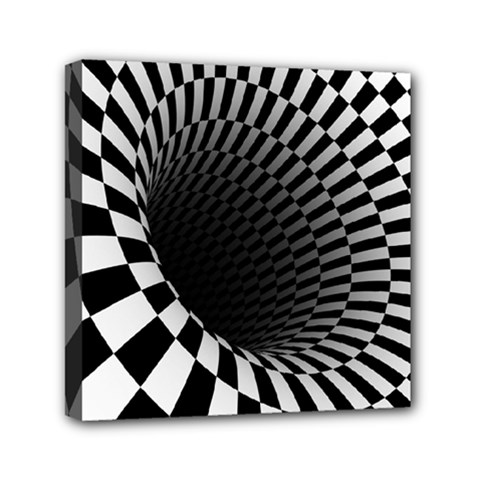 3d Optical Illusion, Dark Hole, Funny Effect Mini Canvas 6  X 6  (stretched)