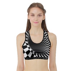 3d Optical Illusion, Dark Hole, Funny Effect Sports Bra With Border