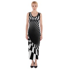 3d Optical Illusion, Dark Hole, Funny Effect Fitted Maxi Dress