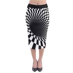 3d Optical Illusion, Dark Hole, Funny Effect Midi Pencil Skirt