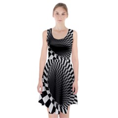 3d Optical Illusion, Dark Hole, Funny Effect Racerback Midi Dress