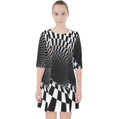 3d Optical Illusion, Dark Hole, Funny Effect Quarter Sleeve Pocket Dress