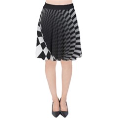 3d Optical Illusion, Dark Hole, Funny Effect Velvet High Waist Skirt