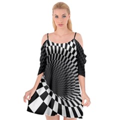 3d Optical Illusion, Dark Hole, Funny Effect Cutout Spaghetti Strap Chiffon Dress