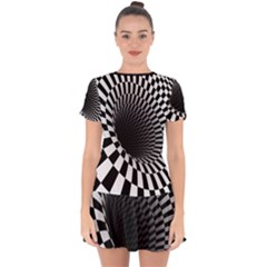 3d Optical Illusion, Dark Hole, Funny Effect Drop Hem Mini Chiffon Dress