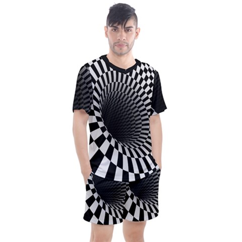 3d Optical Illusion, Dark Hole, Funny Effect Men s Mesh Tee And Shorts Set by Casemiro