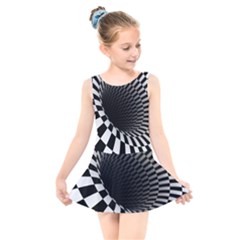 3d Optical Illusion, Dark Hole, Funny Effect Kids  Skater Dress Swimsuit