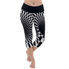 3d Optical Illusion, Dark Hole, Funny Effect Lightweight Velour Capri Yoga Leggings