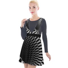 3d Optical Illusion, Dark Hole, Funny Effect Plunge Pinafore Velour Dress