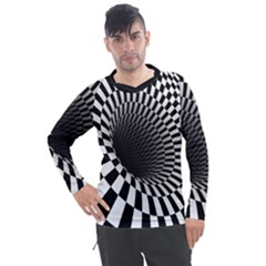 3d Optical Illusion, Dark Hole, Funny Effect Men s Pique Long Sleeve Tee