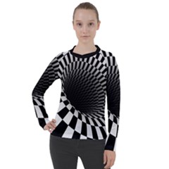 3d Optical Illusion, Dark Hole, Funny Effect Women s Pique Long Sleeve Tee