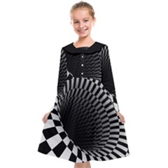 3d Optical Illusion, Dark Hole, Funny Effect Kids  Midi Sailor Dress