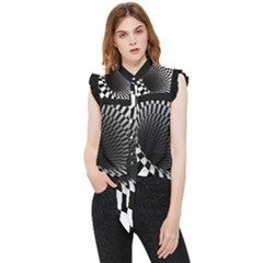 3d Optical Illusion, Dark Hole, Funny Effect Frill Detail Shirt